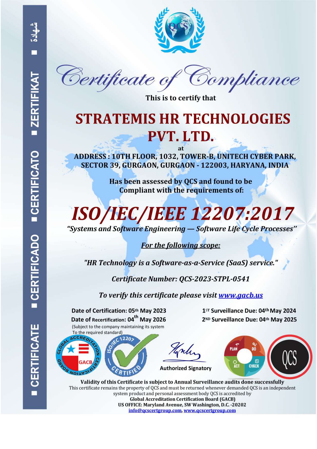 ISO/IEC/IEEE 12207:2017 Certification