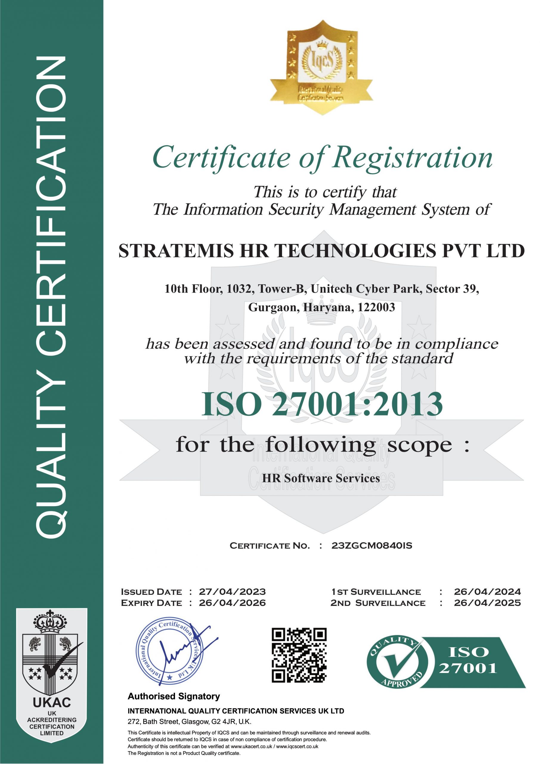 ISO 27001:2013  Certification