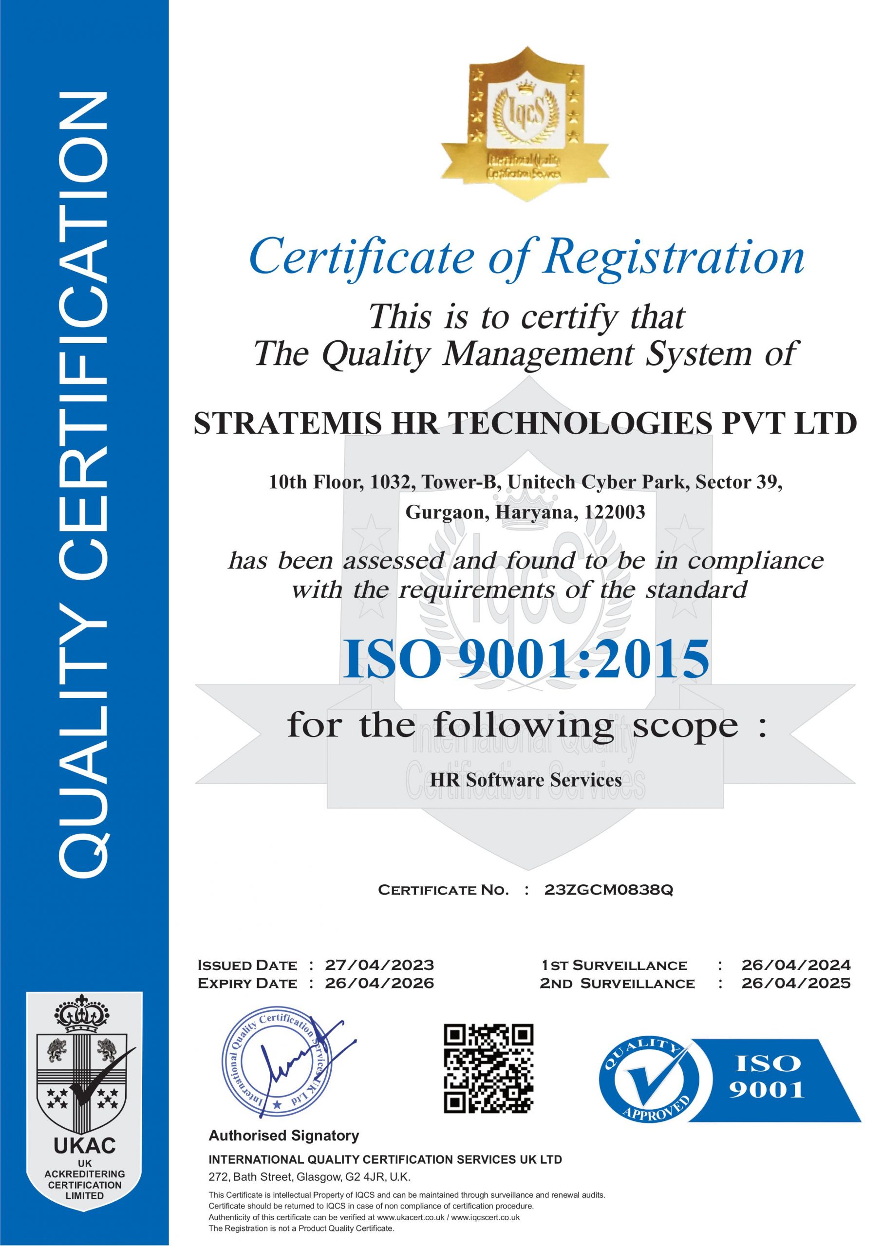 ISO 9001:2015  Certification